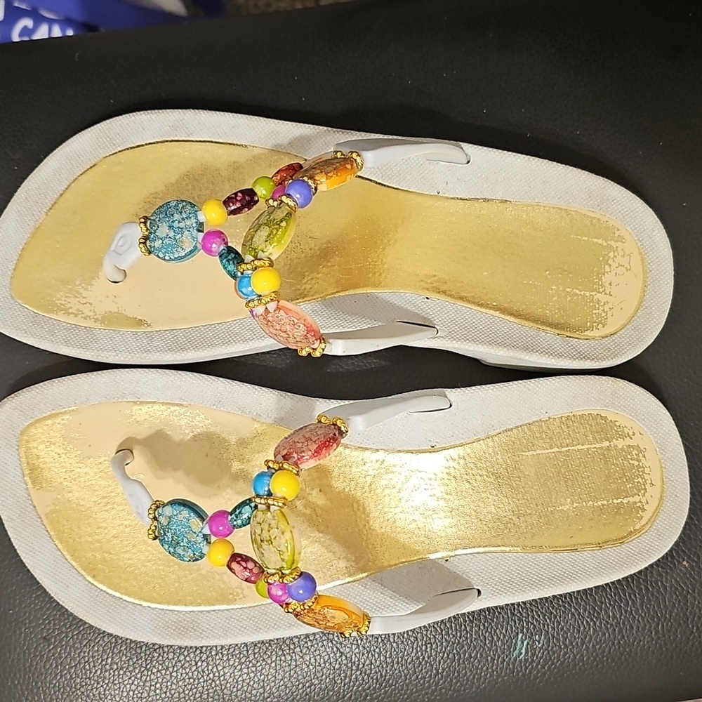 Colorful Beaded Women's Sandals Size 7